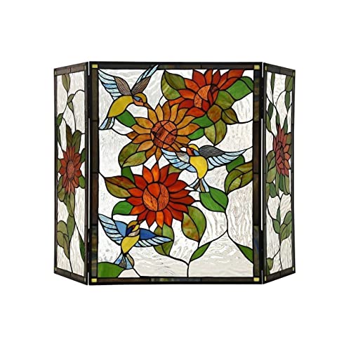 Glasmalerei, 3-teilig, faltbar, Sonnenblumen-Stil, 111,8 cm breit, flach, dekoratives Überraschungsgeschenk