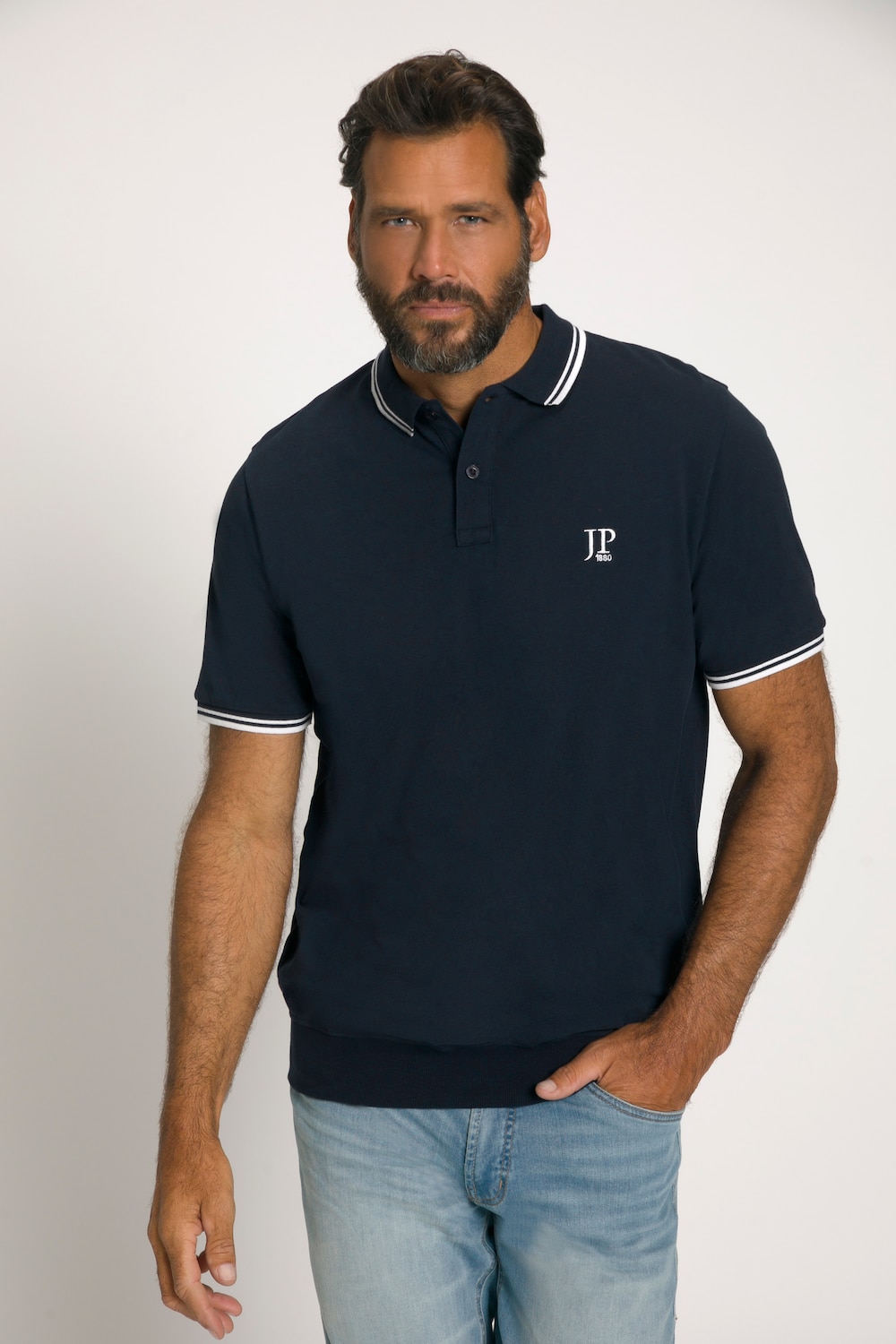 Große Größen Poloshirt, Herren, blau, Größe: 8XL, Baumwolle, JP1880