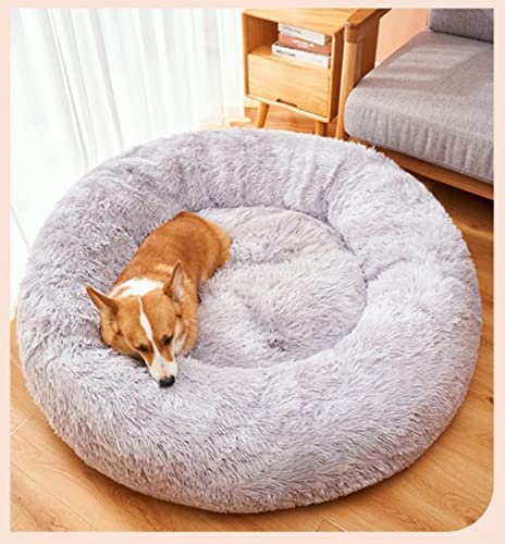 Golden Retriever-Bett, flauschiges, beruhigendes Hundebett mit rutschfester Unterseite, runder Donut-Haustier-Kuscheltier, Plüsch-Hundehütte/Nest, hält warm, bequemes Hundesofa