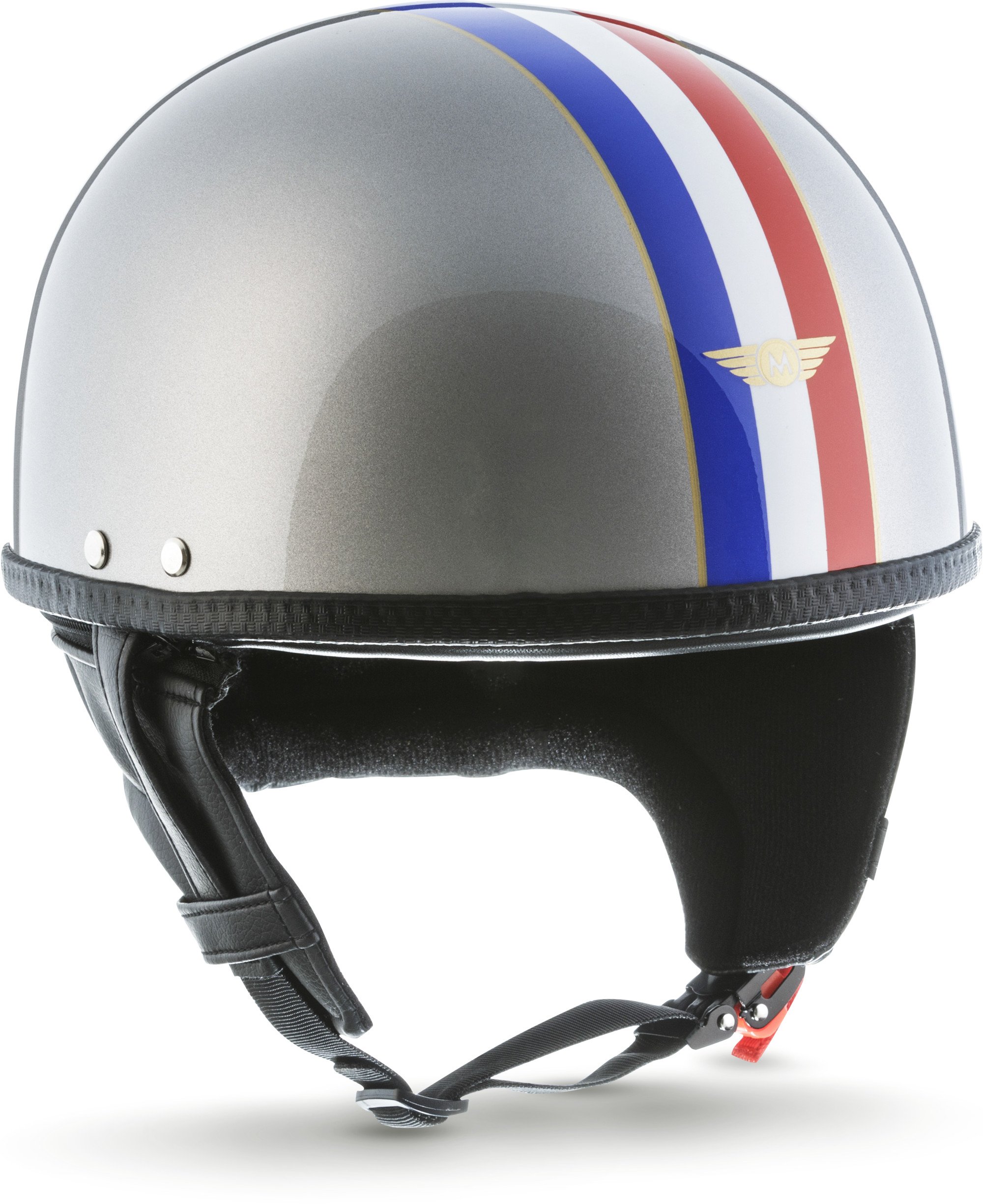 Moto Helmets® D22 „France Titan“ · Brain-Cap · Halbschale Jet-Helm Motorrad-Helm Bobber · Fiberglas Schnellverschluss SlimShell Tasche M (57-58cm)