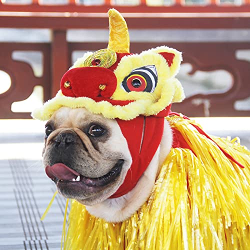 Livecitys Haustier Hund Weihnachts Kleidung Kostüm Tanzender Löwe Cosplay Kleidung im chinesischen Stil, Neujahr, Haustier-Hunde kostüm, Xmas Party Cosplay Kostüme M