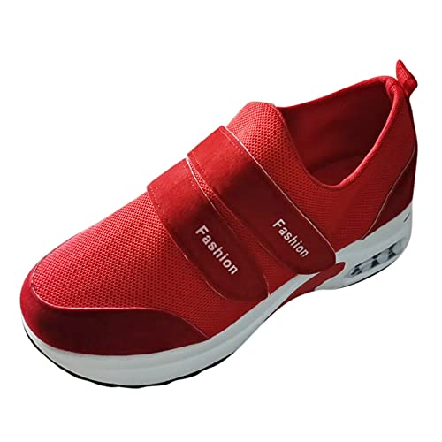 Waldläufer Damen Schuhe Slip on Freizeit Schuhe Sneaker lässige Sneakers atmungsaktive Keile Mode Sneakers im freien Frauen Tango Schuhe Damen Leder (Red, 39)