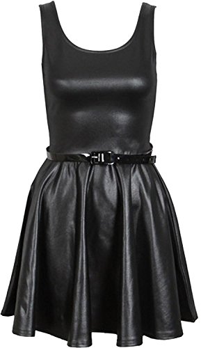 Chocolate Pickle ® Neue Frauen Shinny Wetlook PVC Röcke Ober Kleid 48-50 Wet Look Skater Dress