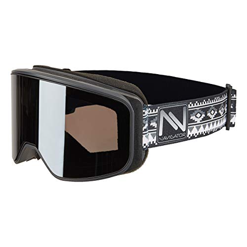 NAVIGATOR Powder Skibrille/Snowboardbrille, nahezu Rahmenlos, Doppellinse, AntiFog Beschichtung, UVA Schutz, Wintersport Brille m. verspiegelten Gläsern, für Skihelme geeignet, div. Farben (GRAU)
