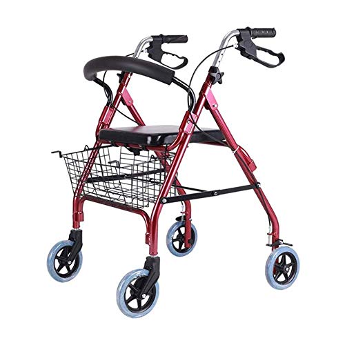 Rollator s Rollator with Seat Heavy Duty Mobility Aids Folding Aluminum Rolling with Wheels Folding Rollator for Seniors 8-Levels Adjustable Handrail