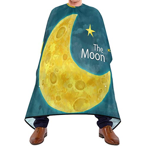 Shaving Beard Hairdressing Haircut Capes - Watercolor Moon Stars Professional Waterproof with Snap Closure Adjustable Hook Unisex Hair Cutting Cape