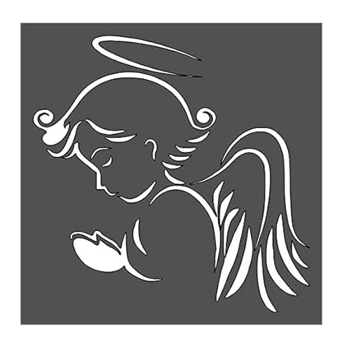 Schablone mit Engel-Logo, 14 x 14 cm, Kunst und Handwerk, Scrapbooking, für Airbrush-Malerei, Zeichnen und mehr, wiederverwendbare Schablone STENCILAIR