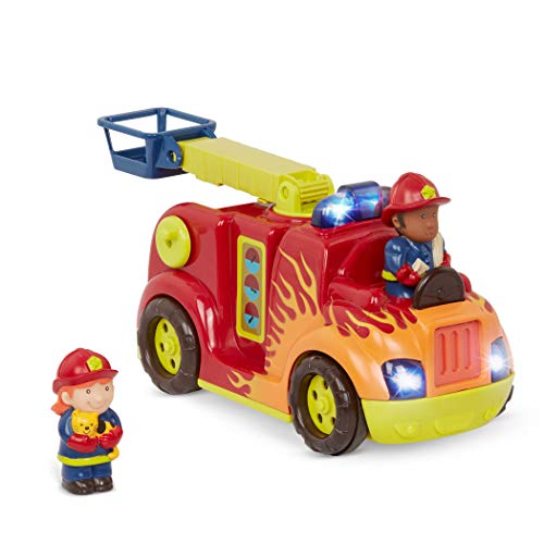 B. toys Feuerwehrauto mit 2 Figuren – Interaktives Spielzeug mit Lichtern, Tönen, ausfahrbare Leiter und Schlauch für Kinder und Babys ab 18 Monaten