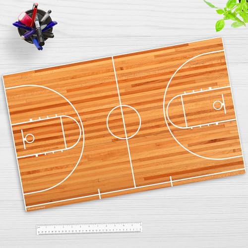 Schreibtischunterlage für Kinder und Erwachsene – “Basketball Court“ – aus erstklassigem, strapazierfähigem Vinyl (Kunststoff -BPA frei) – 64 x 40 cm – Made in Germany