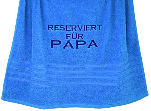 Lashuma Duschhandtuch 70x140 cm, mit Stick Reserviert für Papa, Handtuch Farbe Capri - Blau