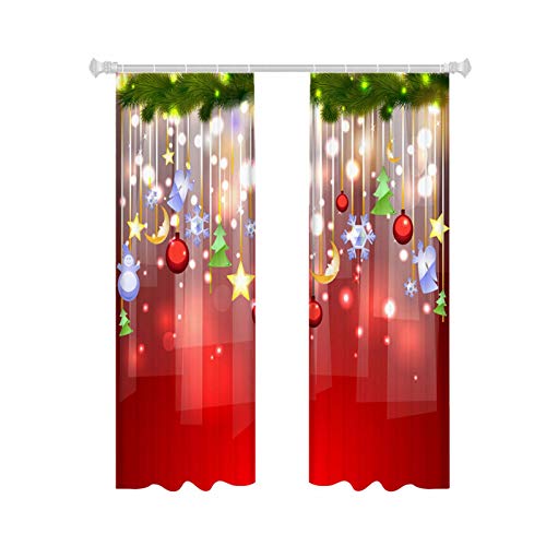 Luoji Weihnachtsvorhang, blickdicht, Weihnachten, dunkelrot, halbschattierend, reduziert Lärm, spart Energie für Weihnachten, Weihnachten, geeignet für Wohnzimmer und Schlafzimmer