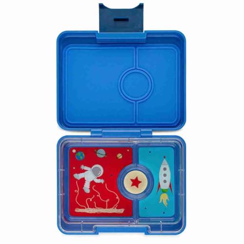 yumbox Snack S Lunchbox (True Blue Rocket) - kleine Brotdose mit 3 Fächern | Kinder Bento Box für Kindergarten, Schule - passt in den Schulranzen