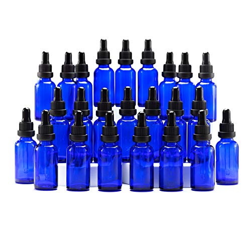 Yizhao Blau Pipettenflasche 30ml mit [Dropper pipette glas], Braunglasflasche mit Tropfpipette für E-Liquids, Ätherisches Öl Diffusor, Massage, Duftöl Probe, chemische Flüssigkeit – 24Pcs