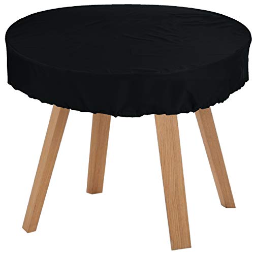 KaufPirat Premium Abdeckplane Rund Ø 160x15 cm Schwarz Gartenmöbel Gartentisch Abdeckung Schutzhülle Abdeckhaube Outdoor Round Patio Table Cover