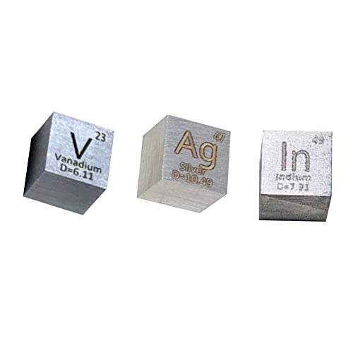 Jonoisax Element Dichte Cube Set - 10Mm Element Cubes Vanadium, Indium, Silber 3 Stück Für Sammlungen Diys
