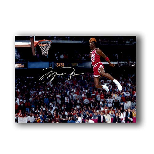 Michael Jordan Flying Dunk Gemälde auf Leinwand, Wandkunst, Basketball-Poster für Zuhause, Raumdekoration (80 x 120 cm ungerahmt)