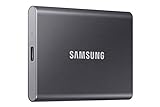 SAMSUNG SSD T7 Tragbares externes Solid State Drive 2 TB, USB 3.2 Gen 2, zuverlässiger Speicher für Gaming, Studenten, Profis, MU-PC2T0T/AM, Grau
