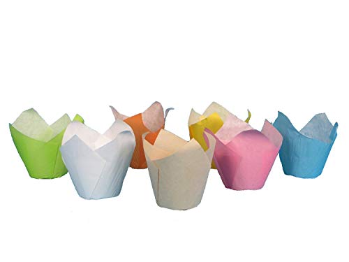 1000 Muffinförmchen Muffin Tulip Cups Cupcake Gebäckkapseln Backformen Papier, Rosa, Orange, Gelb, Limone, Hellblau, Boden Ø5cm 9cm hoch (Hellblau)