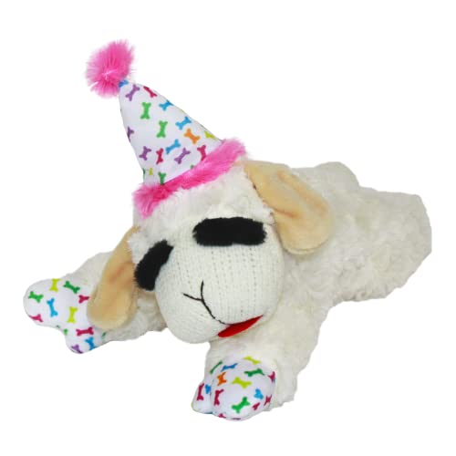 MULTIPET Lamb Chop Hundespielzeug mit Geburtstagsmütze, Rosa, 26,7 cm