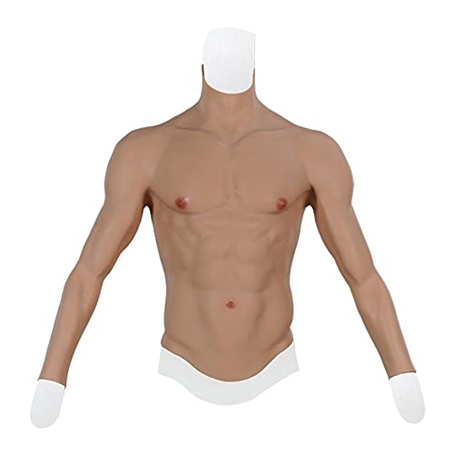 YXZYFPP Gefälschtes Silikon-Muskelkostüm, männlicher Brustformer-Halbkörperanzug mit Armen für Cosplay-Crossdresser-Requisiten (Color3 Small)