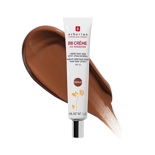 Erborian BB Cream mit Ginseng - Unebenheiten kaschierende Grundierung für eine babyweiche Haut. 5-in-1 getönte koreanische Gesichtspflege mit Sonnenschutzfaktor LSF 20 – Chocolat 40 ml
