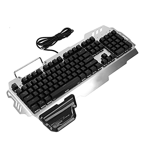 Heayzoki Mechanische Gaming-Tastatur, 104 Tasten Kabelgebundene Tastatur, USB-Aluminiumlegierung ABS-Computerzubehör für PC-Spieler-Büros.(Grüne Achse RGB bunt)
