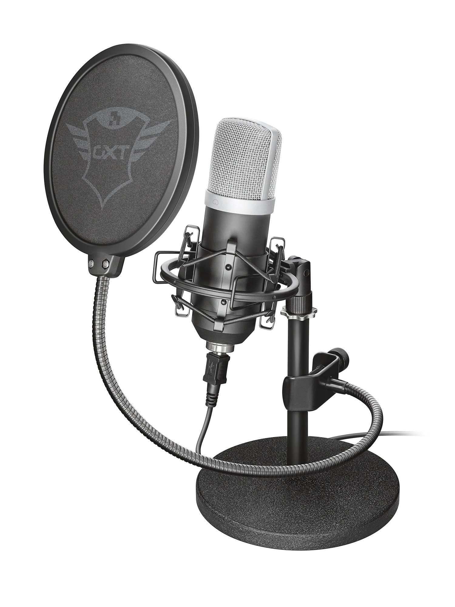 Trust Gaming GXT 252 Emita Studio Mikrofon mit Transportkoffer, Nierencharakteristik, USB Mikrofon für PC, PS4, PS5, Streaming, Podcasting, Musikaufnahmen, ASMR, YouTube, Twitch - Schwarz