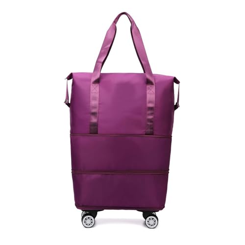 WUODHTW Reisetasche, Sporttasche, Sporttasche, Übernachtungstasche, erweiterbares Gepäck, faltbare Reisetasche, rotviolett, Einheitsgröße, Lässiger Tagesrucksack