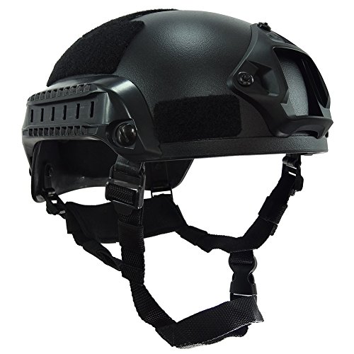 onetigris Binokular Softair Paintball Mich 2001 Action Version Tactical Helm mit NVG Halterung und Seitenschienen, schwarz