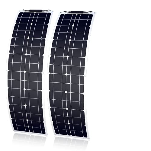 12V Flexibles Solarmodul 100W Watt Kit 2 stücke 50W Monokristallines Solarpanel Wasserdichtes Solarladegerät für Wohnmobile, Boote, Häuser und unebene Oberflächen (50 Watt*2)