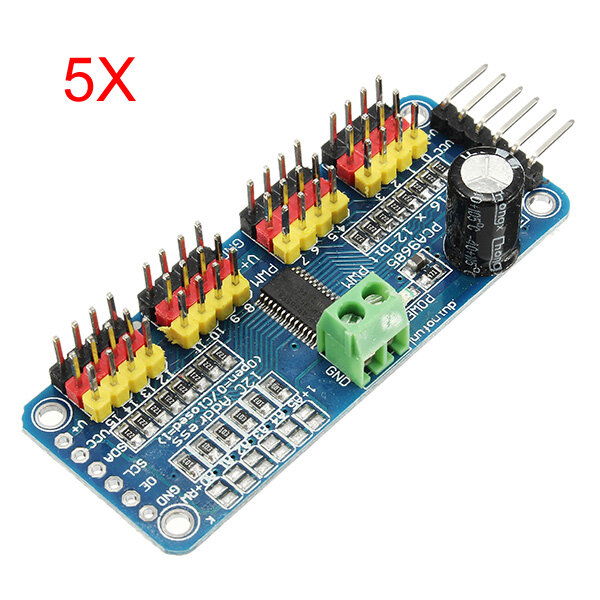 5 Stück PCA9685 16-Kanal 12-Bit PWM Servomotortreiber I2C Modul