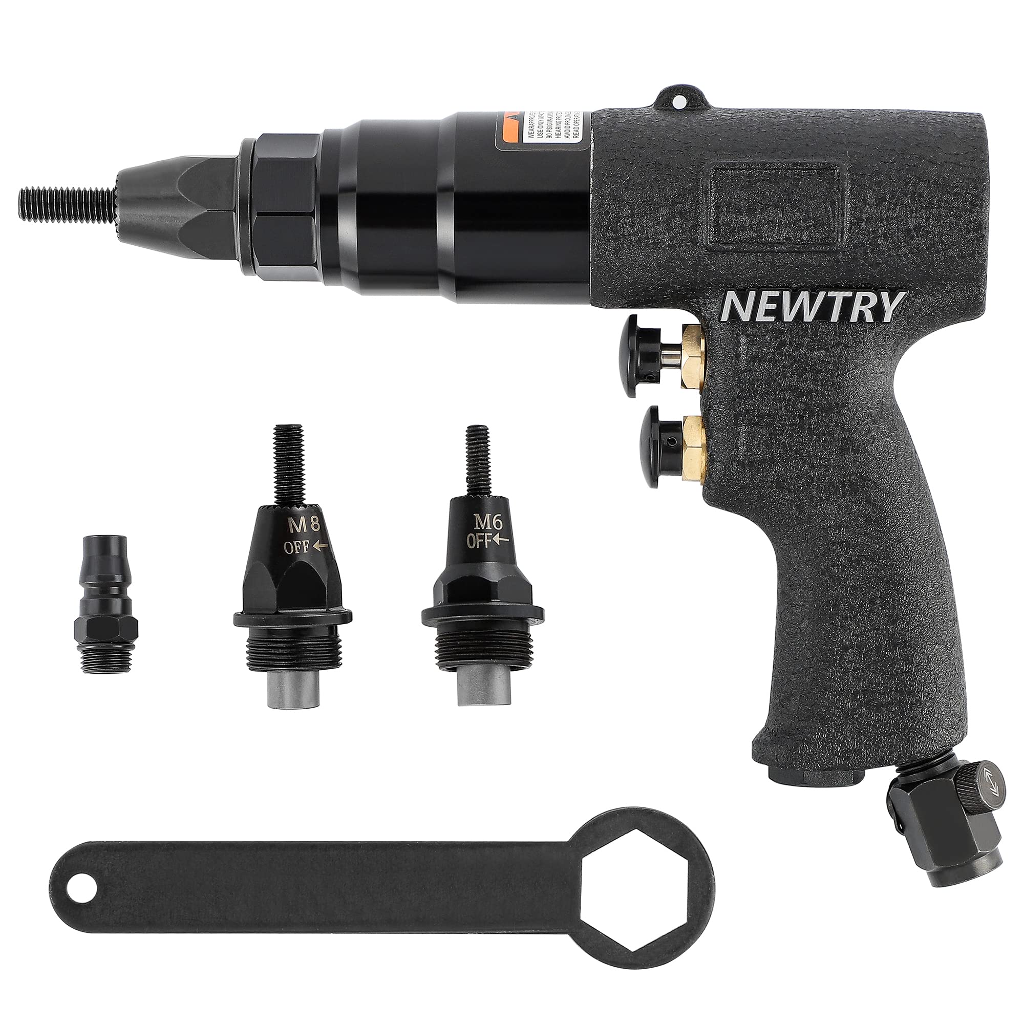 NEWTRY Nietmutter-Pistole Pneumatisches Nietwerkzeug Nietzange Druckluft 3/16 “ bis 5/16" (mit M5, M6, M8 Kopf)