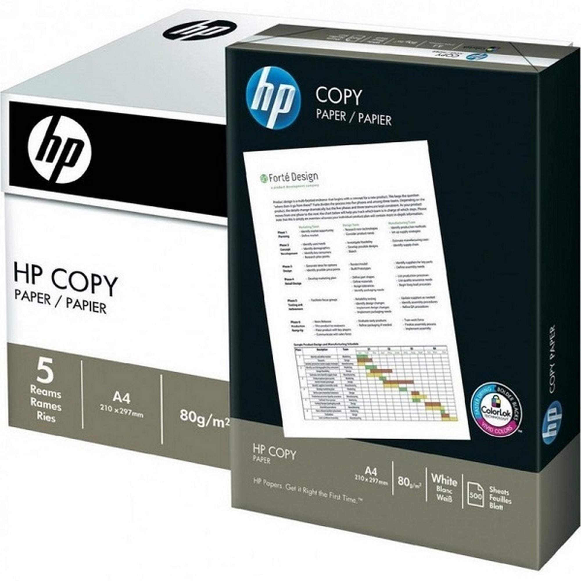 Druckerpapier, Kopierpapier weiß A4 80g/m² mit ColorLok-Technologie, 2500 Blatt von HP Hewlett Packard