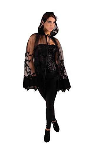PartyXPeople Umhang Fledermaus Damenkostüm Bat Cape Verkleidung Kostüm schwarz 13728-STD