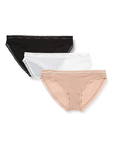 Calvin Klein Unisex Bikini 3pk Dessous, Schwarz/Weiss/Honigmandel, M
