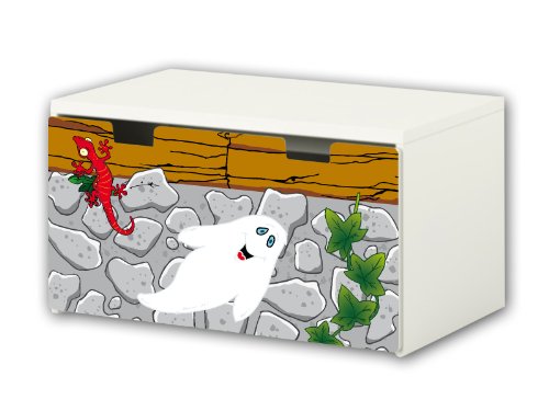 STIKKIPIX kompatibel für die Kinderzimmer Banktruhe STUVA von IKEA (90 x 50 cm) | Geisterschloss Möbelfolie | BT06 | Möbelaufkleber mit Geisterschloss-Motiv | Möbel Nicht Inklusive