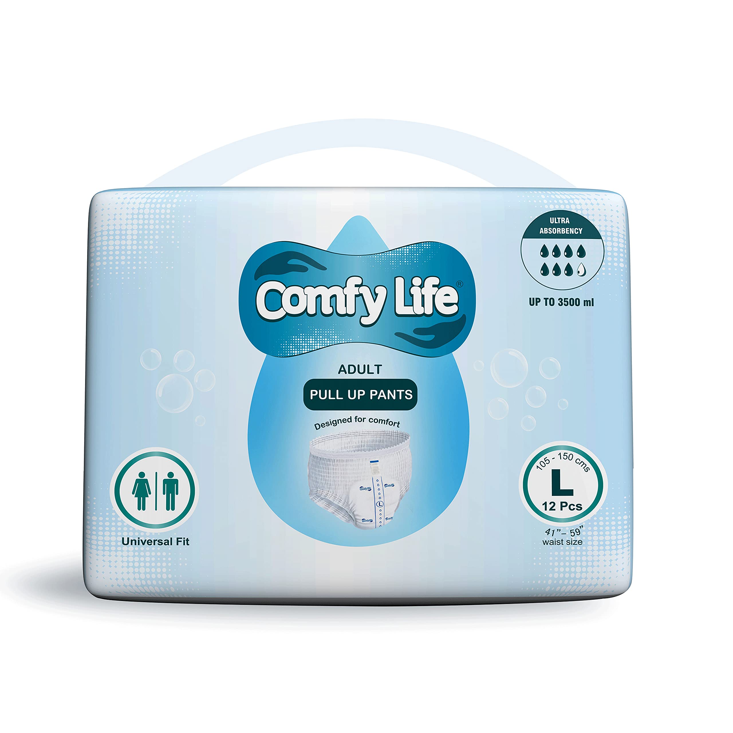 ComfyLife Premium Adult Incontinence Pull Up Diaper Pants - Large - Box of 10 Bags (120 Pants)