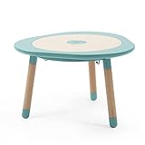 Stokke MuTable, Mint – Multifunktionaler Kinderspieltisch – Höhenverstellbare Beine – Inklusive Vier doppelseitiger Spielscheiben, einem Puzzle und Einer Tischscheibe aus Naturholz