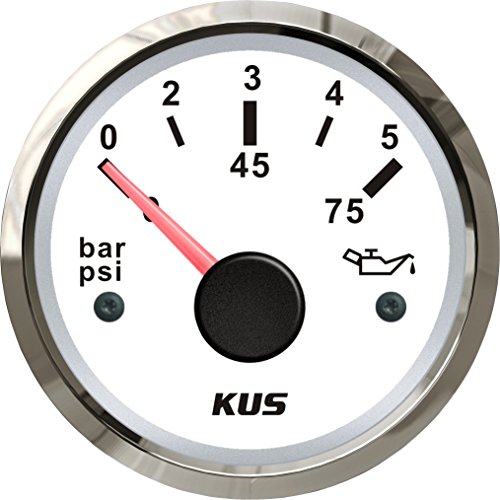 KUS1010: KUS Öldruckanzeige, weisses Display mit Edelstahl-Lünette