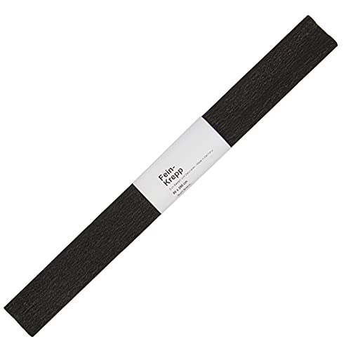 folia 820199 - Krepppapier, 10 Rollen in schwarz, jede Rolle ca. 50 x 250 cm, 32 g/m², sehr elastisches und dünnes Papier, mit einer unebenen und rauen Oberfläche
