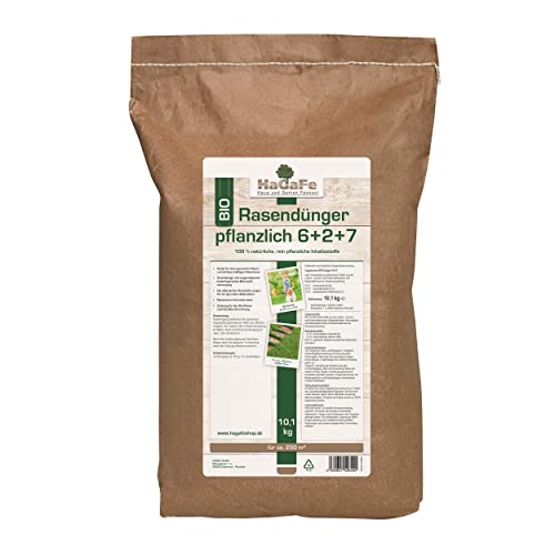 HaGaFe Bio Rasendünger Rasen - Dünger rein pflanzlich im Papierbeutel (10,1 kg (1 x 10,1 kg))