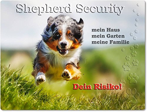 Merchandise for Fans Warnschild - Schild aus Aluminium 30x40cm - Australian Shepherd Security (01)