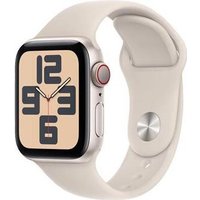 Apple Watch SE (GPS + Cellular) - 40 mm - Starlight Aluminium - intelligente Uhr mit Sportband - Flouroelastomer - Starlight - Bandgröße: M/L - 32GB - Wi-Fi, LTE, Bluetooth - 4G - 27,8 g (MRG13QF/A)