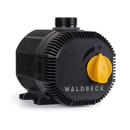 Waldbeck Nemesis T35 Teichpumpe, 35 Watt, Maximale Förderhöhe: 2m, 2300 l/h Durchsatz, Schutzklasse IPX8, Schutzkontaktstecker für den Außengebrauch, Anschlüsse: 3/4'' und 1'',Netzkabel mit 10m Länge