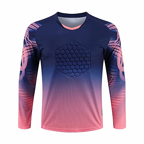 HGYJ Fußball Torwartset Uniform,Torwarttrikot+Torwarthose,Gepolstertes Brust- und Kniedesign, Antikollisionsschutz,Pink1,3XL