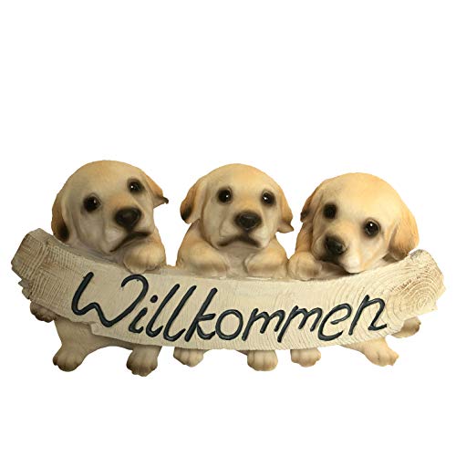 OF Verschiedene Gartenfiguren Willkommen Schild - Deko Figuren Hunde, Katzen, Erdmännchen, Mops, Bulldogge, Labrador (Labrador)