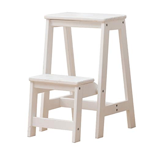 WYF-ZB Haushalt Schritt Hocker Folding 2 Stufen Leiter Stühle Holz Weiß Leicht und Faltbare for Kind Erwachsene Küche oder Heimstehleitern - 150kg Kapazität