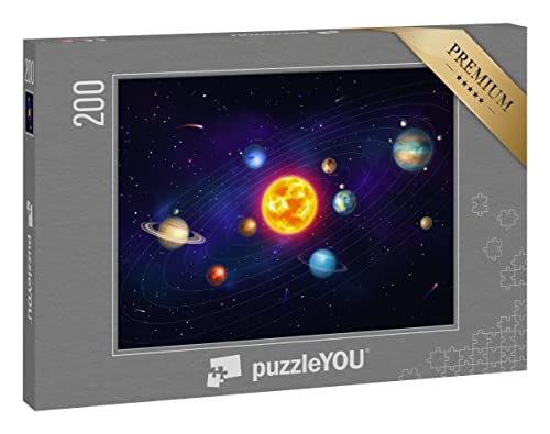puzzleYOU: Puzzle 200 Teile „Buntes Sonnensystem mit neun Planeten“