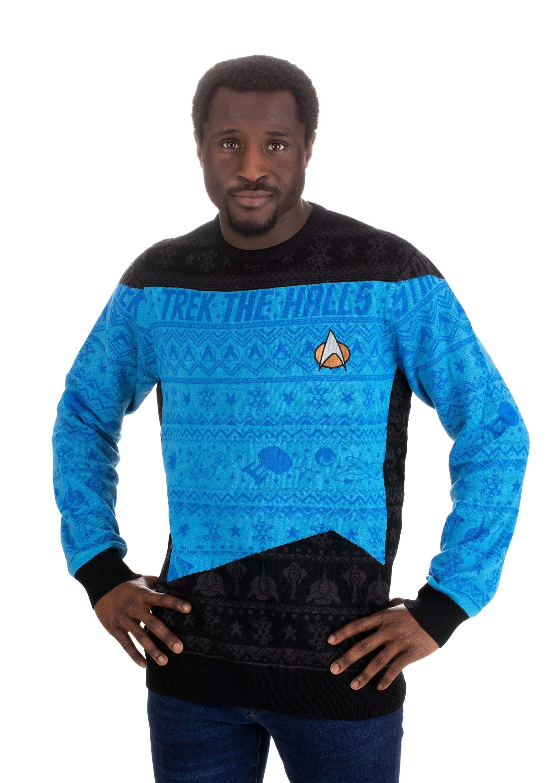Numskull Unisex Offizieller Star Trek Strickpullover für Weihnachten, Größe 4XL, Blau, 4X-Large