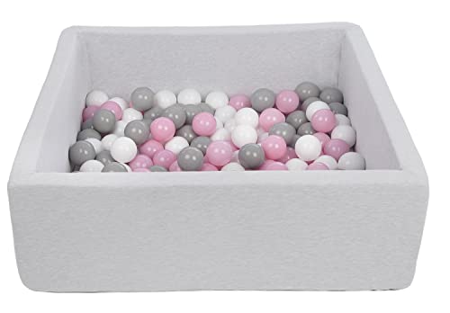 Velinda Bällebad Ballpool Kugelbad Bällchenbad Kinder-Pool mit 150 Bällen/90x90cm (Farbe der Bälle: weiß,Rosa,Grau)